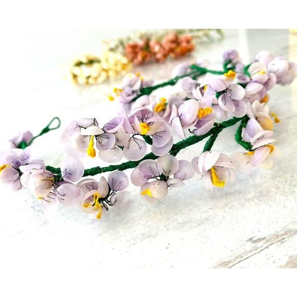 Vintage Millinery Bridal Flowers Lot Picks Bouquets Tiaras Hand Made Tiny Shells - Picture 7 of 16